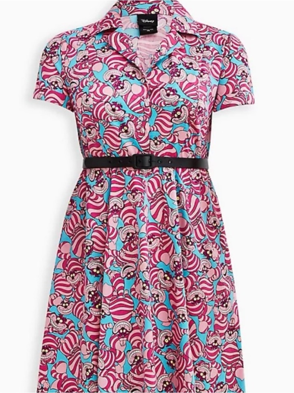 NWT Torrid Disney Pink & Turquoise Cheshire Cat Print Shirt Dress size 18